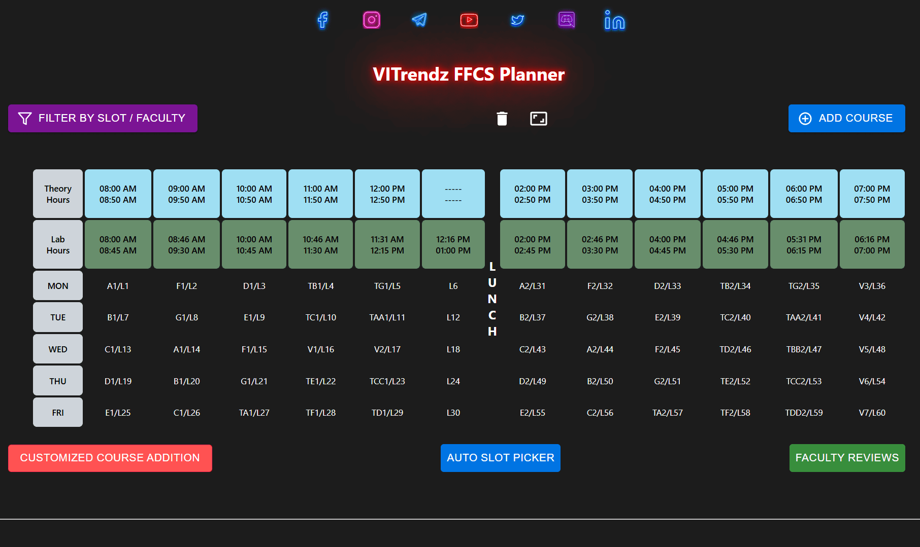 FFCS Planner
